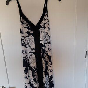 Tropical black and white dress, one size
